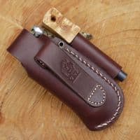 TBS Leather Small Folding Knife Belt Pouch with Firesteel Loop